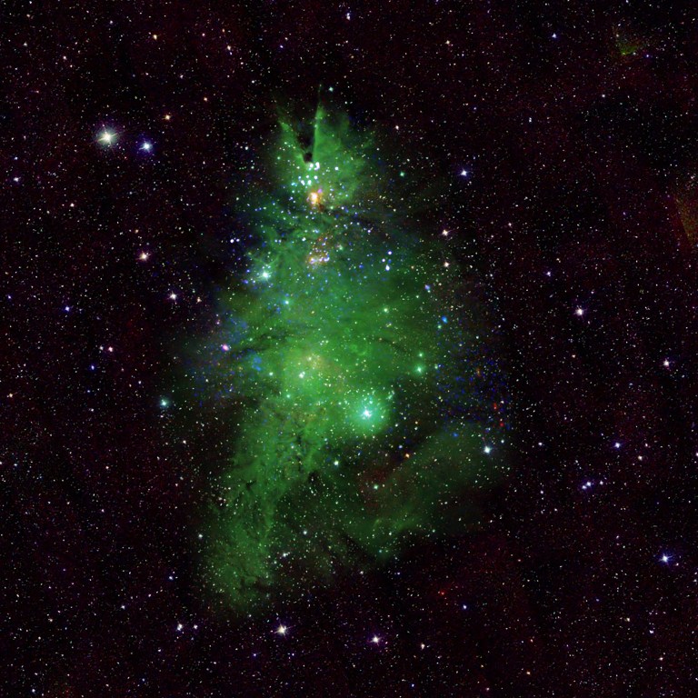 Telescopes Illuminate the Enchanting ‘Christmas Tree Cluster’ in NGC 2264.