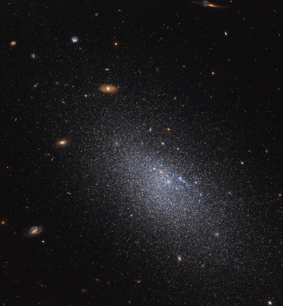 NASA's Hubble Telescope Reveals Stunning Image of Isolated Dwarf Galaxy UGC 4879.